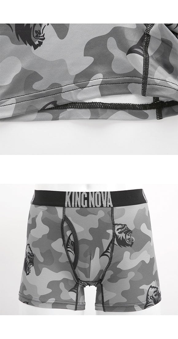 キングノバ あったか裏起毛 迷彩×ゴリラ柄 ボクサーパンツ メンズ 前あき M L LL 冷え 保温 ストレッチ 寒さ対策 大きいサイズ 贈り物 ギフト KING NOVA