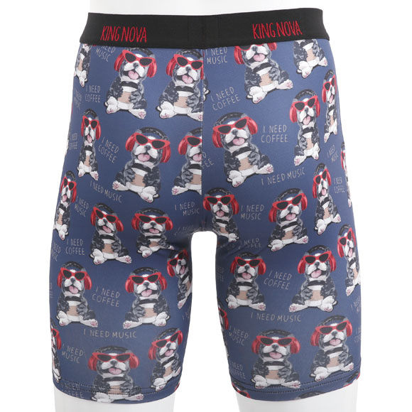 キングノバ あったか裏起毛 コーヒーわんこ柄 ボクサーパンツ メンズ 前あき M L LL 冷え 保温 ストレッチ 大きいサイズ KING NOVA