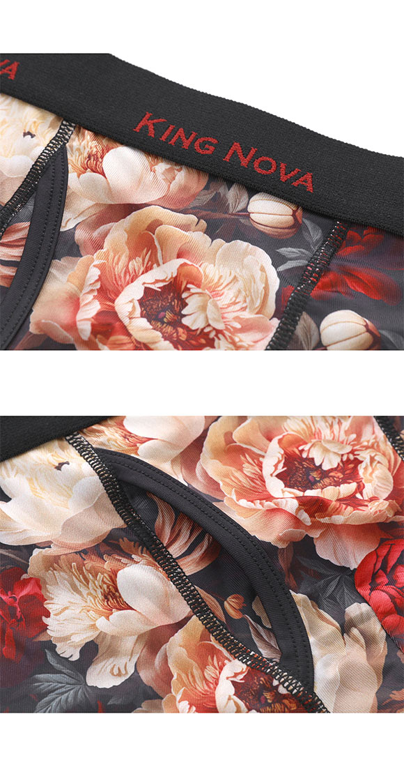 キングノバ アンティークフラワー柄 ボクサーパンツ メンズ 前あき M L LL プリント 大きいサイズ ビキニ ブリーフ KING NOVA