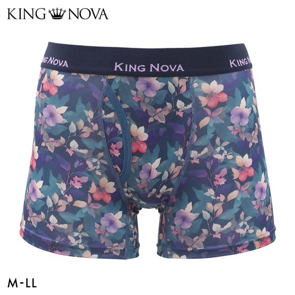キングノバ ファンタジックフラワー柄 ボクサーパンツ メンズ 前あき  M L LL ストレッチ プリント 大きいサイズ KING NOVA
