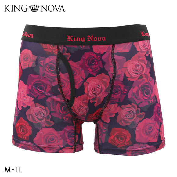 キングノバ ローズ柄 ボクサーパンツ メンズ 前開き M L LL ストレッチ プリント 大きいサイズ KING NOVA ギフト プレゼント