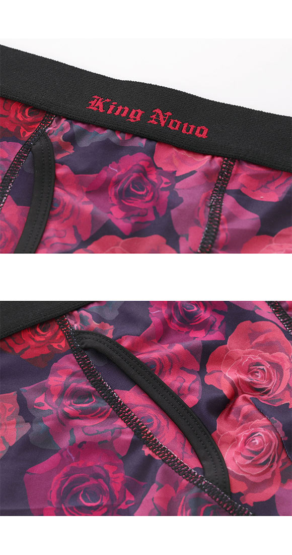 キングノバ ローズ柄 ボクサーパンツ メンズ 前開き M L LL ストレッチ プリント 大きいサイズ KING NOVA ギフト プレゼント