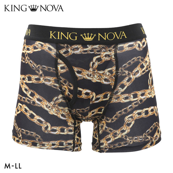 キングノバ チェーン柄 ボクサーパンツ メンズ 前開き M L LL ストレッチ プリント 大きいサイズ KING NOVA ギフト プレゼント