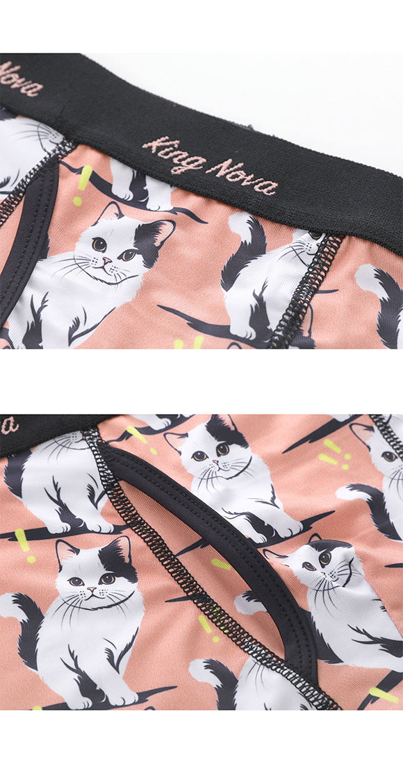 キングノバ ねこ柄 ボクサーパンツ メンズ 前あき M L LL ストレッチ プリント 大きいサイズ 贈り物 ギフト KING NOVA