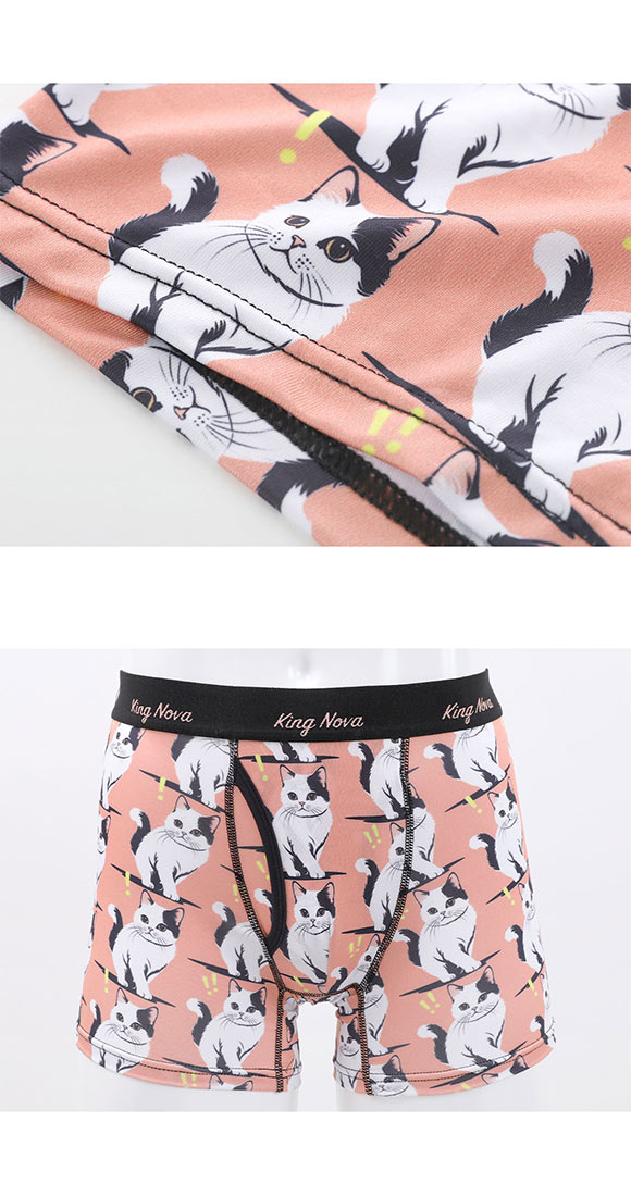 キングノバ ねこ柄 ボクサーパンツ メンズ 前あき M L LL ストレッチ プリント 大きいサイズ 贈り物 ギフト KING NOVA