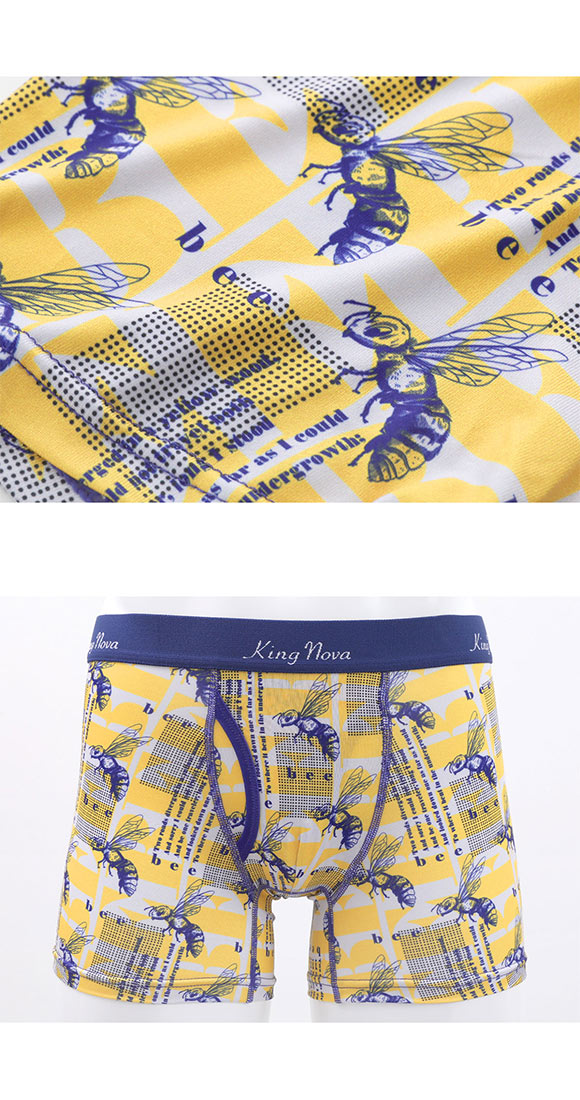 キングノバ ハチ柄 ボクサーパンツ メンズ 前あき M L LL ストレッチ プリント 大きいサイズ 贈り物 ギフト KING NOVA