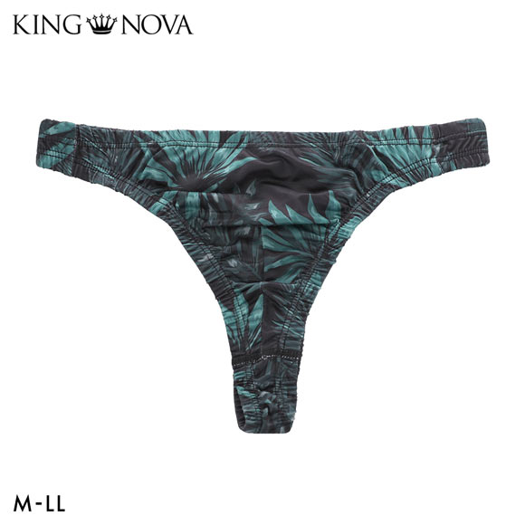 キングノバ ボタニカル柄 Tバック ビキニ パンツ メンズ 前とじ M L LL ストレッチ プリント 大きいサイズ KING NOVA