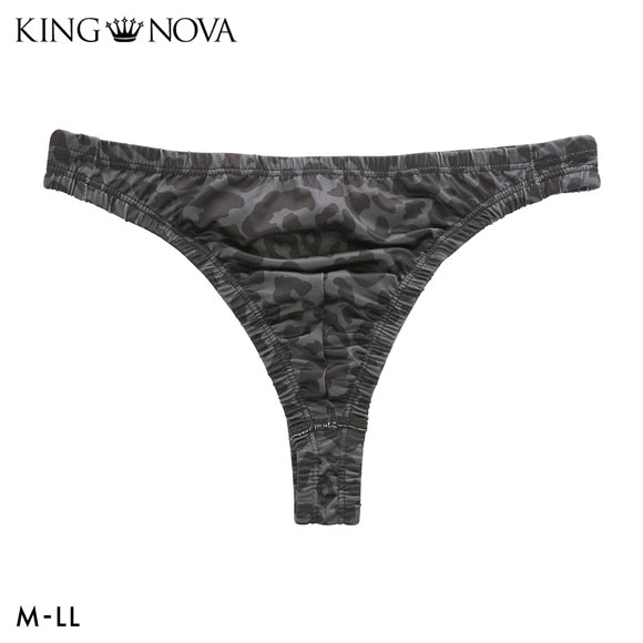 キングノバ ヒョウ柄 Tバック ビキニ パンツ メンズ 前とじ M L LL ストレッチ プリント 大きいサイズ KING NOVA