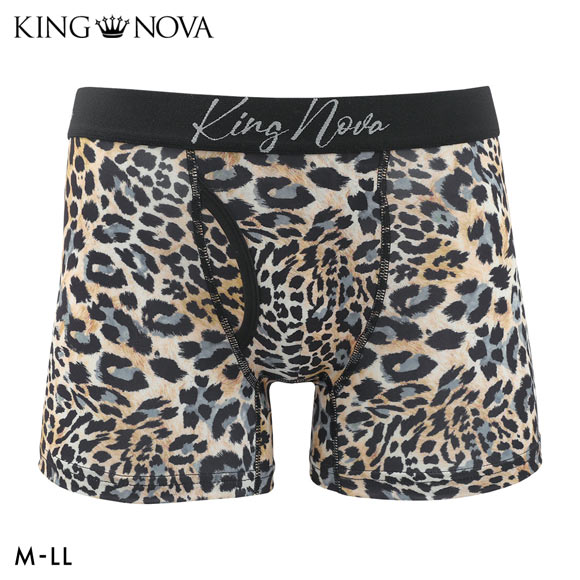 キングノバ ヒョウ ボクサーパンツ メンズ 前あき  M L LL ストレッチ プリント 大きいサイズ 贈り物 ギフト KING NOVA