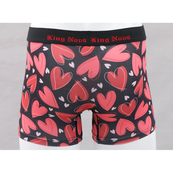 キングノバ ハート柄 ボクサーパンツ メンズ 前あき M L LL ストレッチ プリント 大きいサイズ 贈り物 ギフト KING NOVA