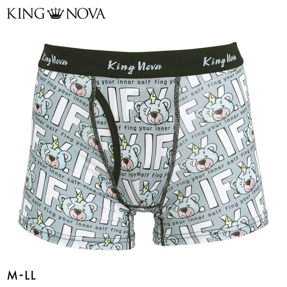 キングノバ IFくま柄 ボクサーパンツ メンズ 前あき M L LL ストレッチ プリント 大きいサイズ KING NOVA ギフト