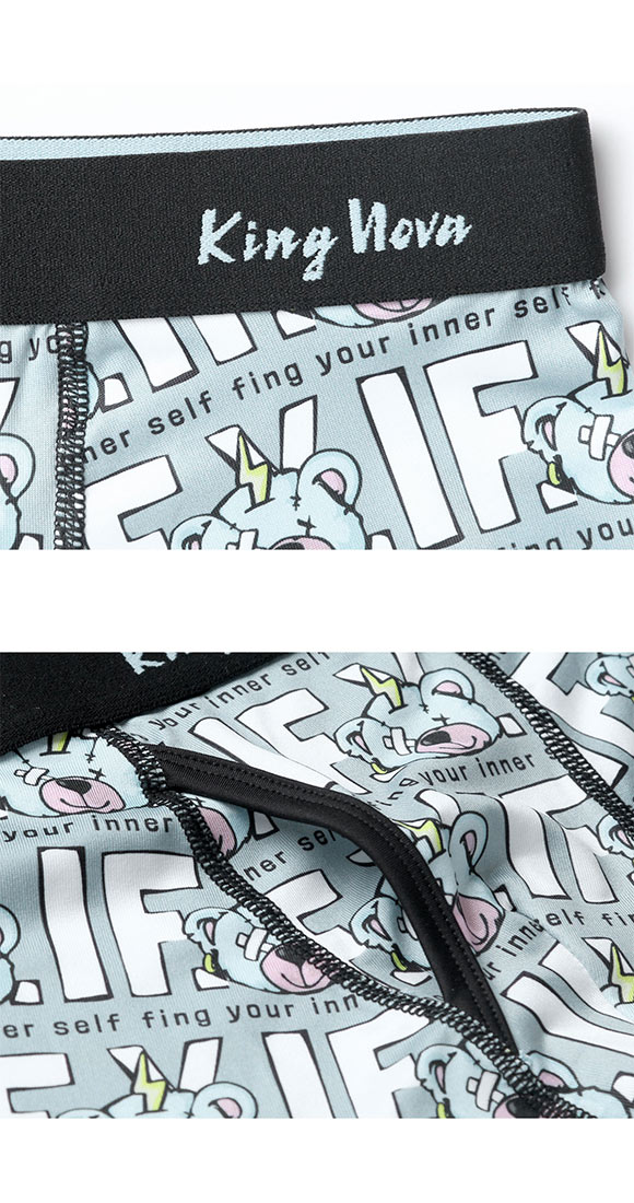 キングノバ IFくま柄 ボクサーパンツ メンズ 前あき M L LL ストレッチ プリント 大きいサイズ KING NOVA ギフト