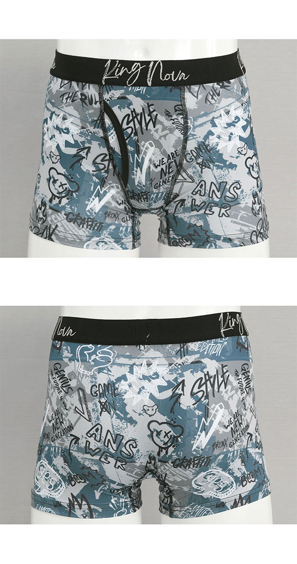 キングノバ グラフィティ柄 ボクサーパンツ メンズ 前あき M L LL ストレッチ プリント 大きいサイズ 贈り物 ギフト KING NOVA