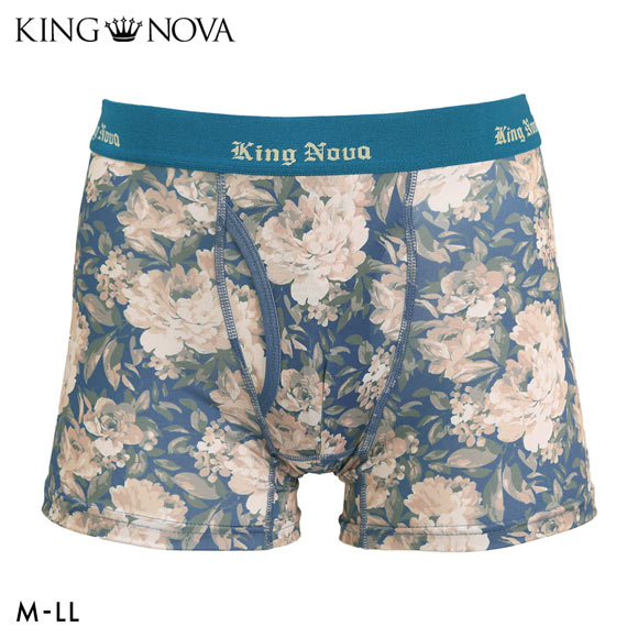 キングノバ アンティークフラワー柄 ボクサーパンツ メンズ 前あき M L LL プリント 大きいサイズ KING NOVA