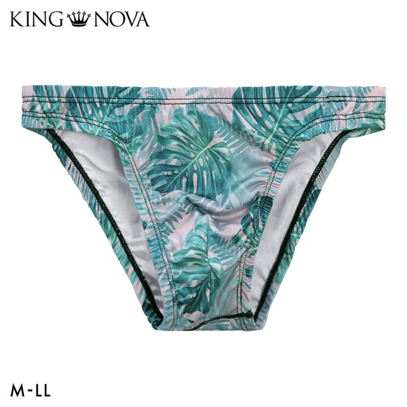 キングノバ ボタニカル柄 ビキニ フルバック メンズ 前とじ M L LL パンツ ブリーフ ブーメラン KING NOVA