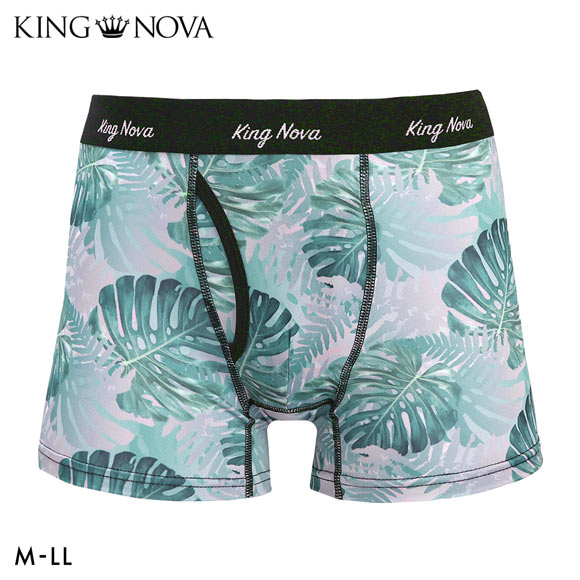 キングノバ ボタニカル柄 ボクサーパンツ メンズ 前開き M L LL ストレッチ プリント 大きいサイズ 贈り物 ギフト KING NOVA