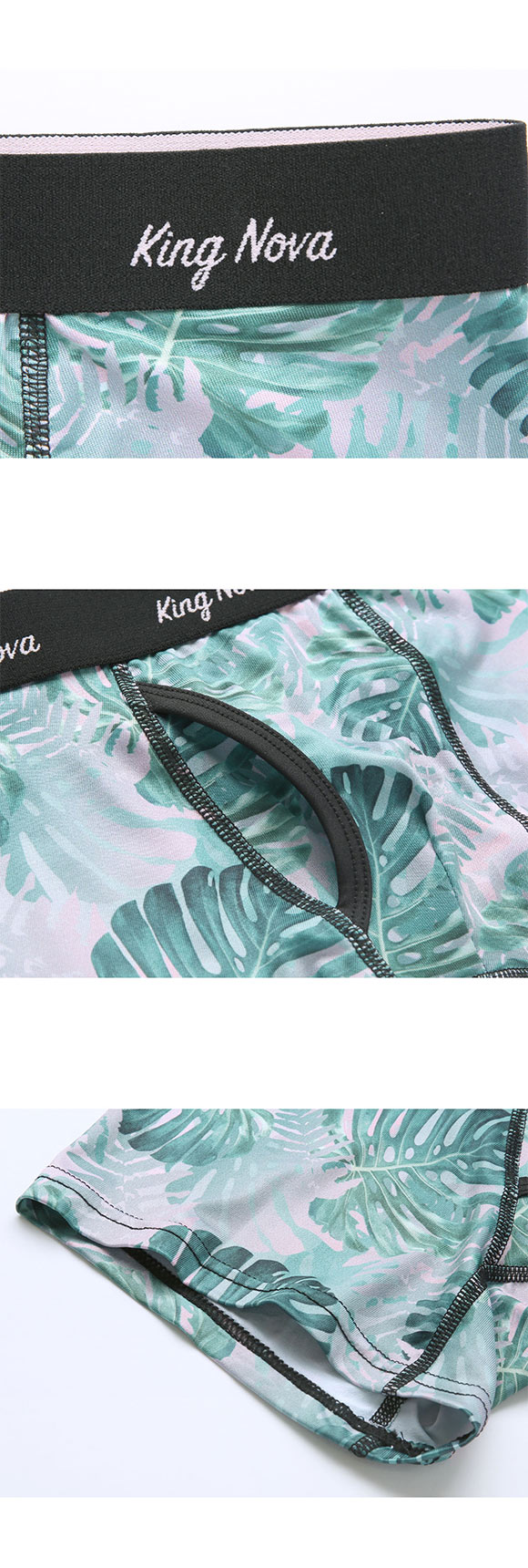 キングノバ ボタニカル柄 ボクサーパンツ メンズ 前開き M L LL ストレッチ プリント 大きいサイズ 贈り物 ギフト KING NOVA