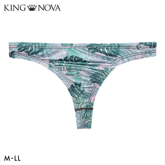 キングノバ ボタニカル柄 Tバック ビキニ パンツ メンズ 前とじ M L LL ストレッチ プリント 大きいサイズ KING NOVA