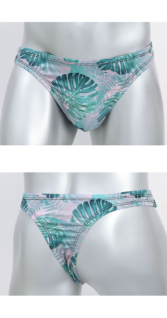 キングノバ ボタニカル柄 Tバック ビキニ パンツ メンズ 前とじ M L LL ストレッチ プリント 大きいサイズ KING NOVA