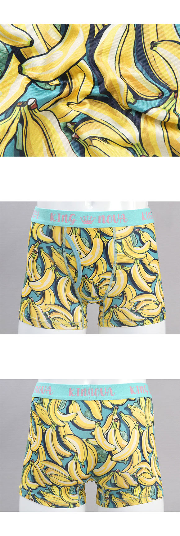 キングノバ バナナ柄 ボクサーパンツ メンズ 前あき M L LL ストレッチ プリント 大きいサイズ 贈り物 ギフト KING NOVA