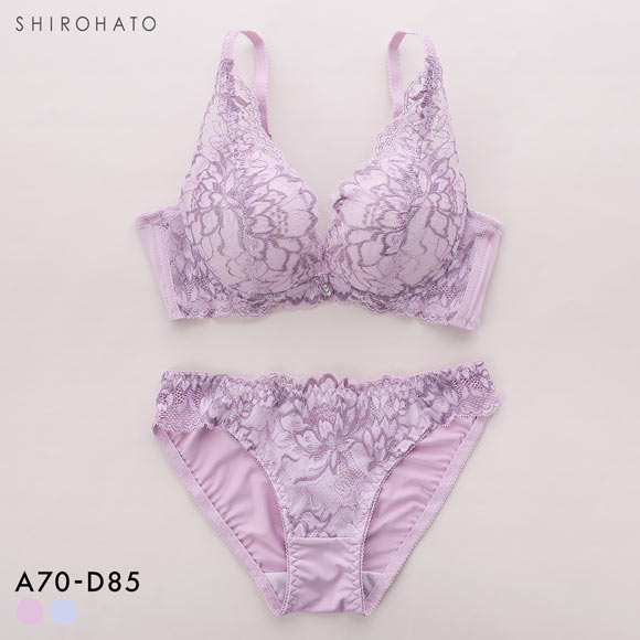 ルルモアナ 2浴レース ブラジャー ショーツ セット 脇高 フラワー 大きいサイズ LULUMOANA