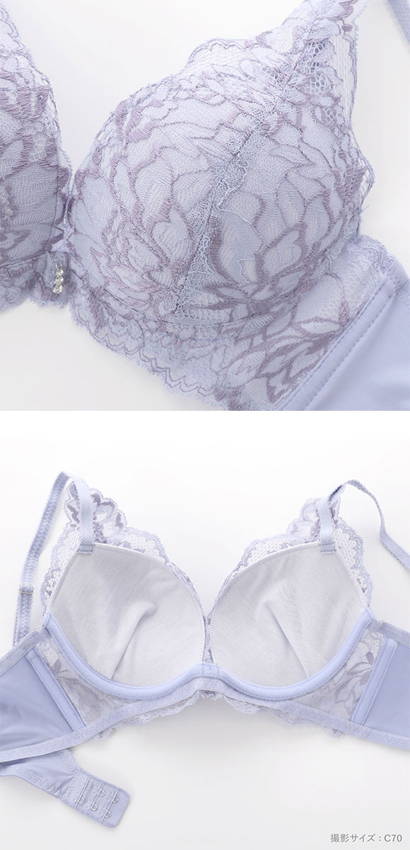 ルルモアナ 2浴レース ブラジャー ショーツ セット 脇高 フラワー 大きいサイズ LULUMOANA