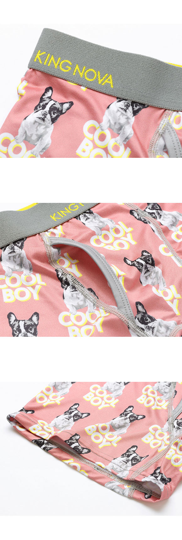 キングノバ わんこ柄 冷感ボクサーパンツ メンズ 前あき M L LL ストレッチ プリント 大きいサイズ 贈り物 ギフト KING NOVA
