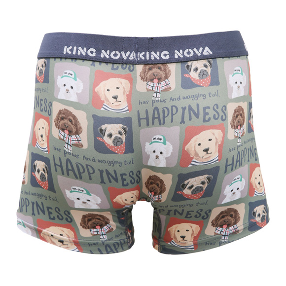 キングノバ わんこ柄 ボクサーパンツ メンズ 前あき M L LL ストレッチ プリント 大きいサイズ 贈り物 ギフト KING NOVA