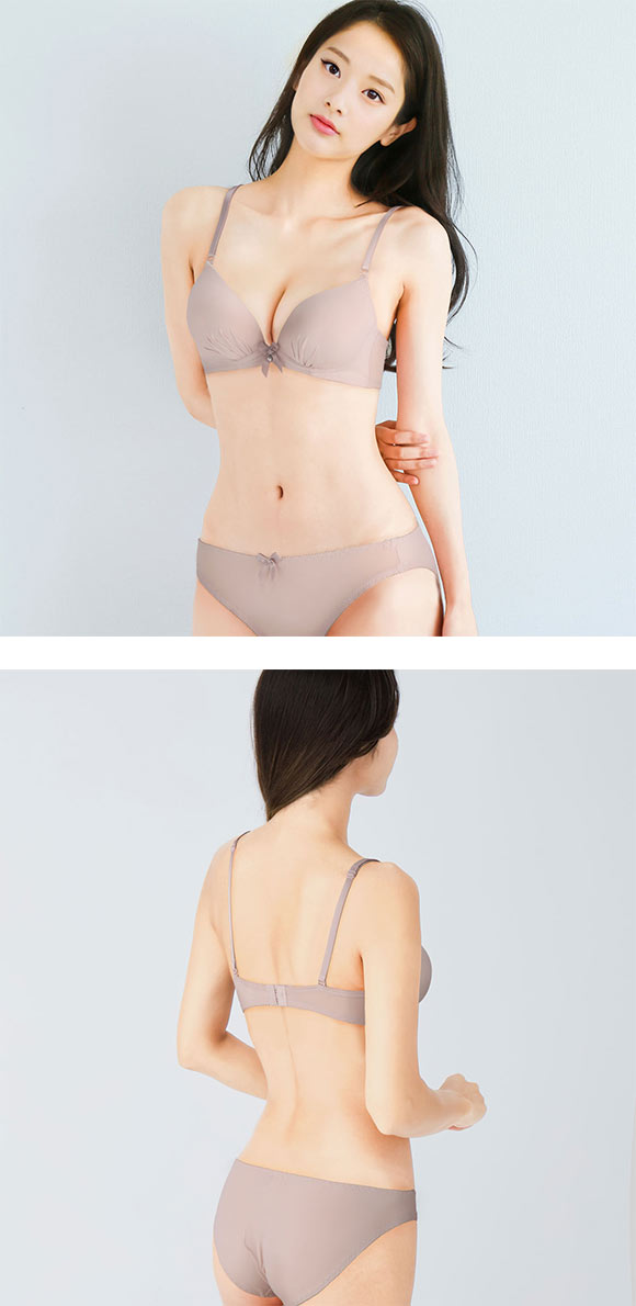 谷間×ノンワイヤー モールドカップ ブラジャー＆ショーツセット ワイヤレスブラ