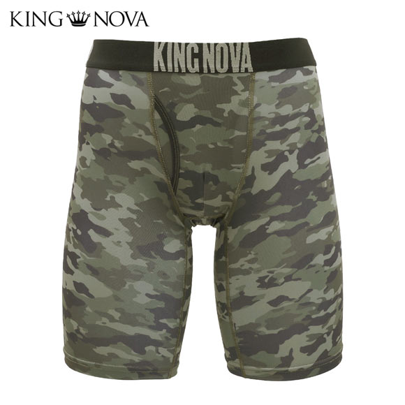 キングノバ 迷彩柄 5分丈 ロングボクサーパンツ メンズ 前あき M L LL ストレッチ 大きいサイズ KING NOVA