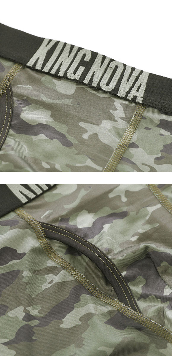 キングノバ 迷彩柄 5分丈 ロングボクサーパンツ メンズ 前あき M L LL ストレッチ 大きいサイズ KING NOVA