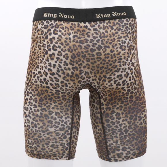 キングノバ ヒョウ柄 5分丈 ロングボクサーパンツ メンズ 前あき M L LL ストレッチ 大きいサイズ KING NOVA