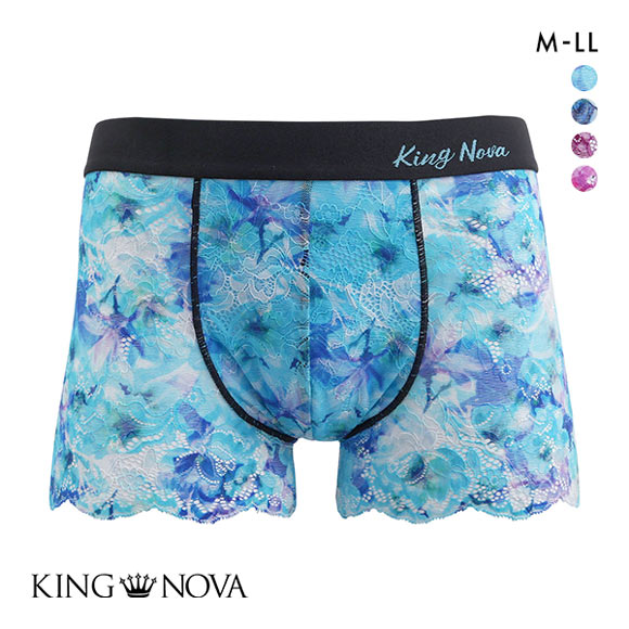キングノバ KING NOVA 総レース メンズボクサーパンツ メンズ 花柄 前閉じ