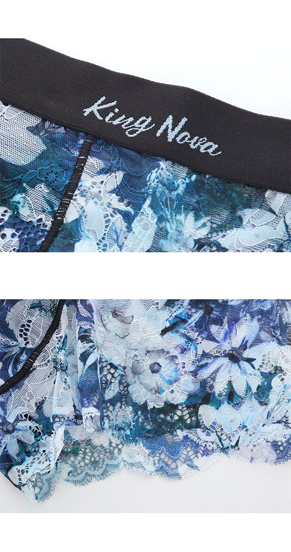 キングノバ KING NOVA 総レース メンズボクサーパンツ メンズ 花柄 前閉じ