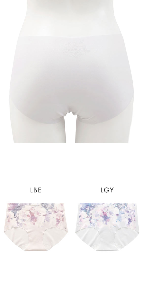 縫い目がない フラワープリント シームレス ショーツ スタンダードショーツ リブ ストレッチ ひびきにくい 大きいサイズ