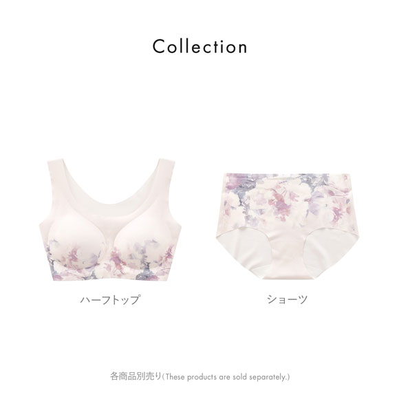 縫い目がない フラワープリント シームレス ショーツ スタンダードショーツ リブ ストレッチ ひびきにくい 大きいサイズ