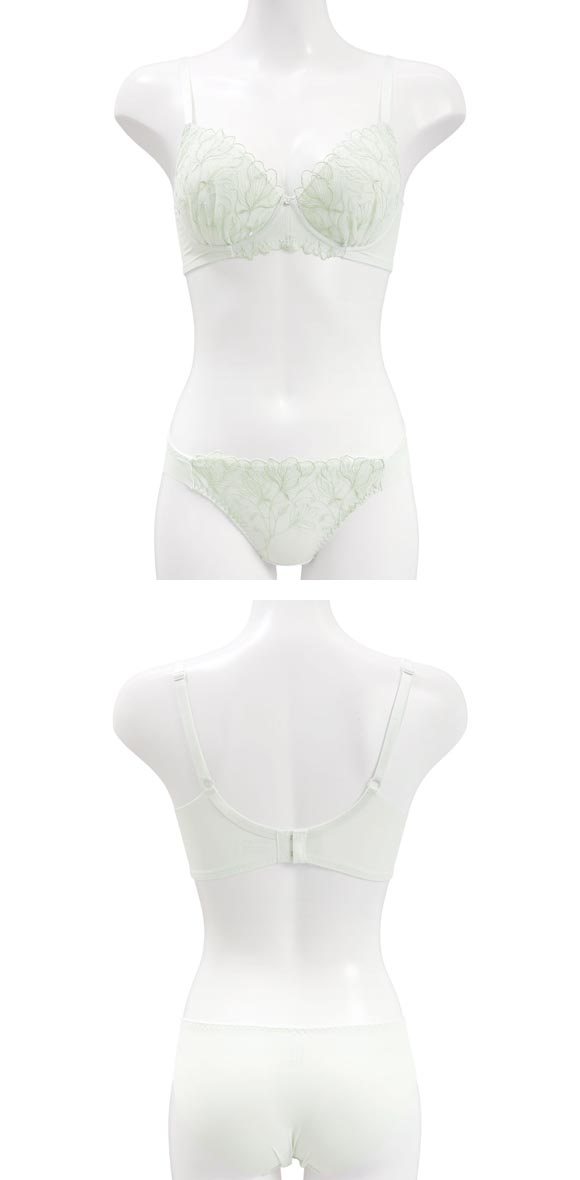 ルルモアナ 脇高フラワーレース ノンワイヤー ブラセット M L LL ブラジャー ショーツ セット ワイヤレス 大きいサイズ LULUMOANA