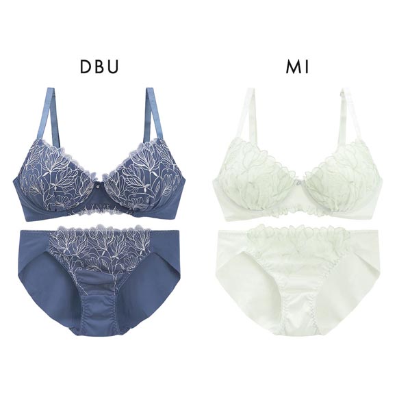 ルルモアナ 脇高フラワーレース ノンワイヤー ブラセット M L LL ブラジャー ショーツ セット ワイヤレス 大きいサイズ LULUMOANA