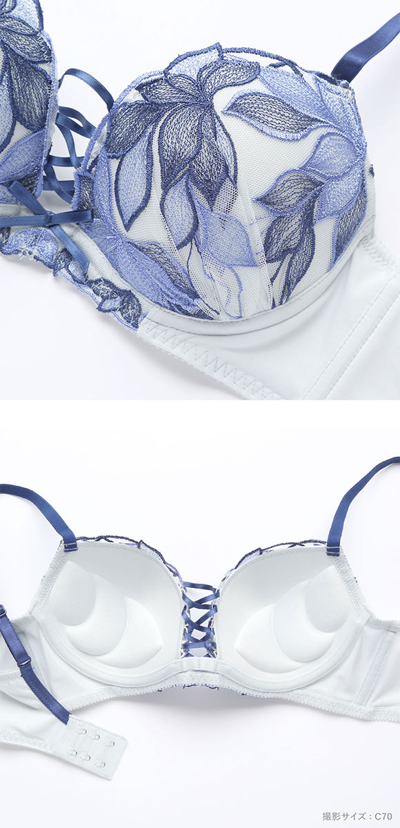 スパイシー 脇高 ブラジャー ショーツ セット 2色花柄チュール フロント編み上げ SPICY 大きいサイズ