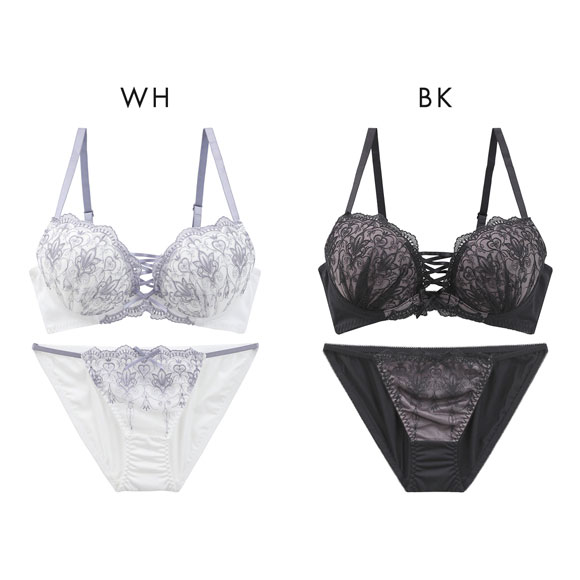 スパイシー 脇高 アラベスク×編み上げレースアップ ブラセット BCD65-85 ブラジャー ショーツ セット SPICY