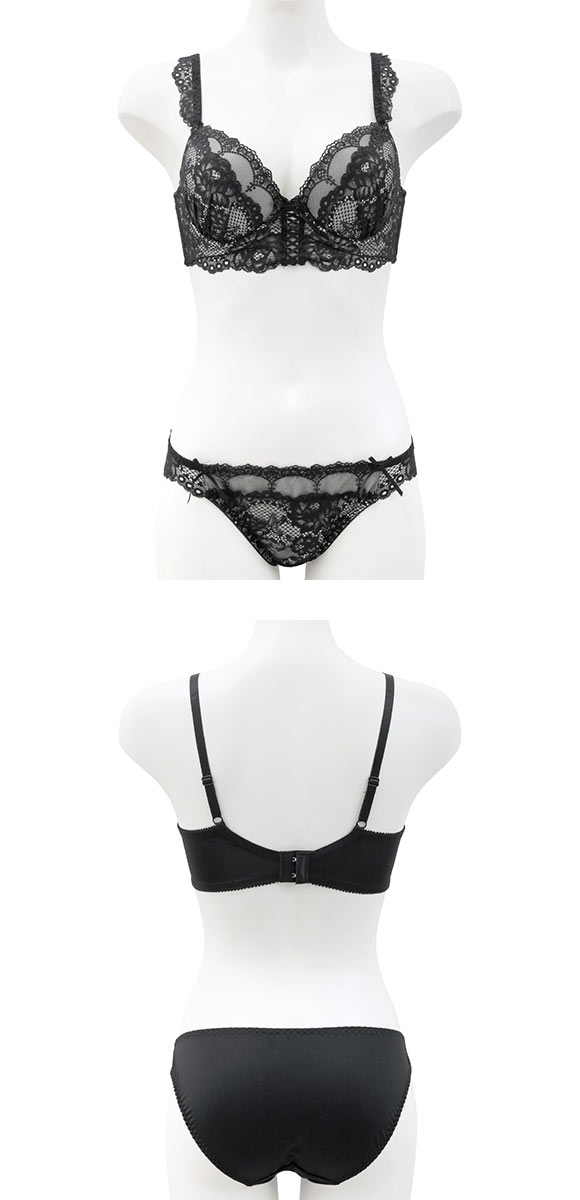 スパイシー 脇高 編み上げレースアップ ビスチェ風 ブラセット BCD65-85 大きいサイズ 谷間 ブラジャー ショーツ セット SPICY