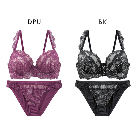 スパイシー 脇高 編み上げレースアップ ビスチェ風 ブラセット BCD65-85 大きいサイズ 谷間 ブラジャー ショーツ セット SPICY