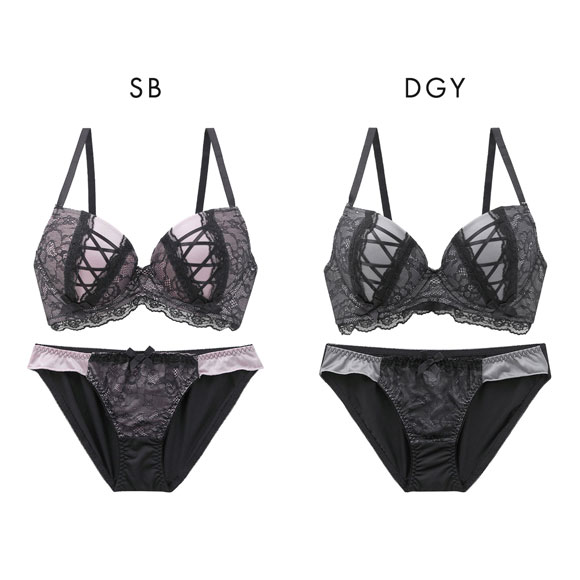 ジュリアンジュ 脇高 サテンレースアップ ブラセット BCD65-85 ブラジャー ショーツ セット 大きいサイズ Juliange