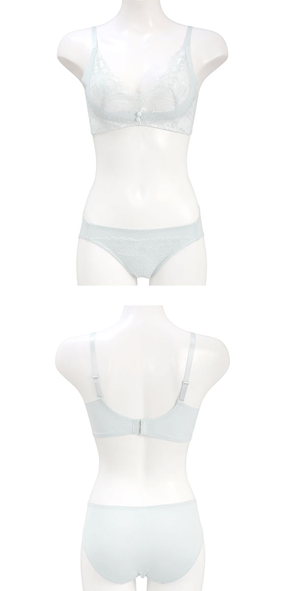 ふわっち 脇高ノンワイヤー ブラセット M L LL ヘム ブラジャー ショーツ セット ワイヤレス 大きいサイズ