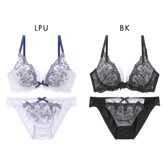 ピュアシェリ 花柄チュール ブラセット BCD 谷間 盛り 脇寄せ ブラジャー ショーツ セット PURECHERIE