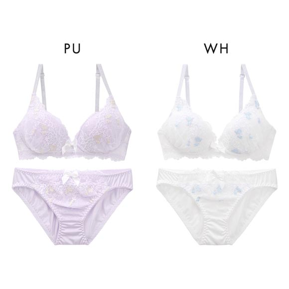 ルルモアナ うさぎレース ノンワイヤー ブラセット M L LL ブラジャー ショーツ セット ワイヤレス 大きいサイズ LULUMOANA