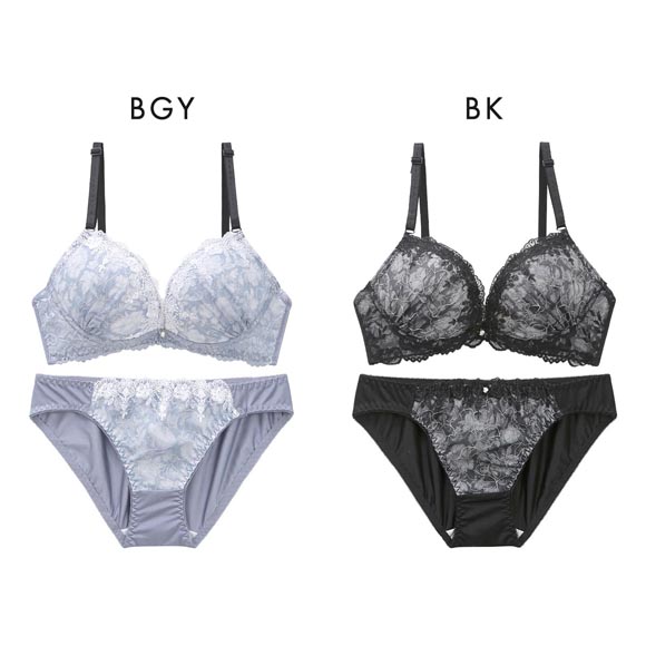 ピュアシェリ アンティークフラワー ブラセット ABCD 谷間 盛り 脇寄せ ブラジャー ショーツ セット PURECHERIE