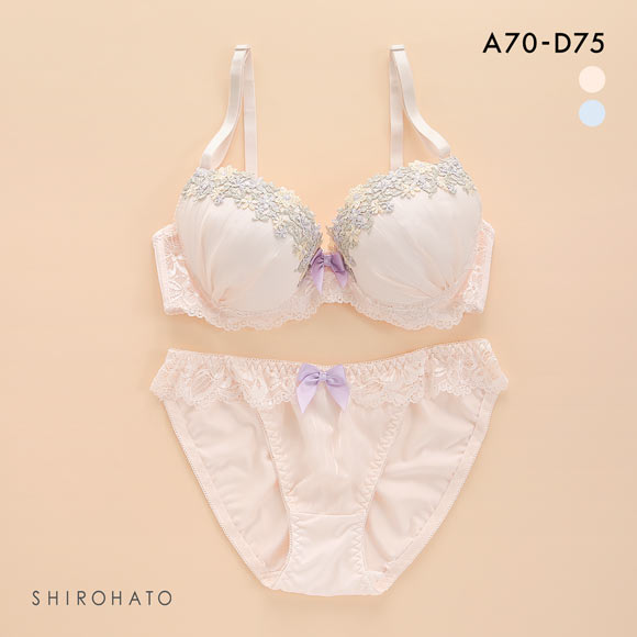 ピュアシェリ PURECHERIE ブラジャー ショーツ セット 脇高 3色ケミカルレース×ラメ入ストライプシフォン ブラショーツセット