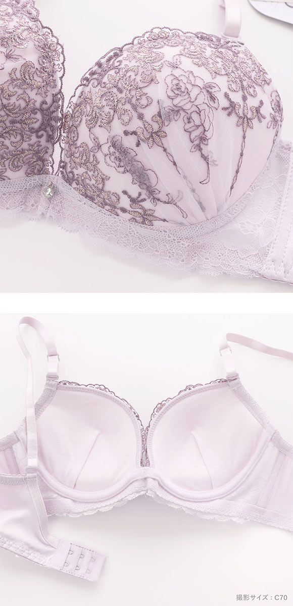 ピュアシェリ ブラジャー ショーツ セット 脇高 ラメレース PURECHERIE