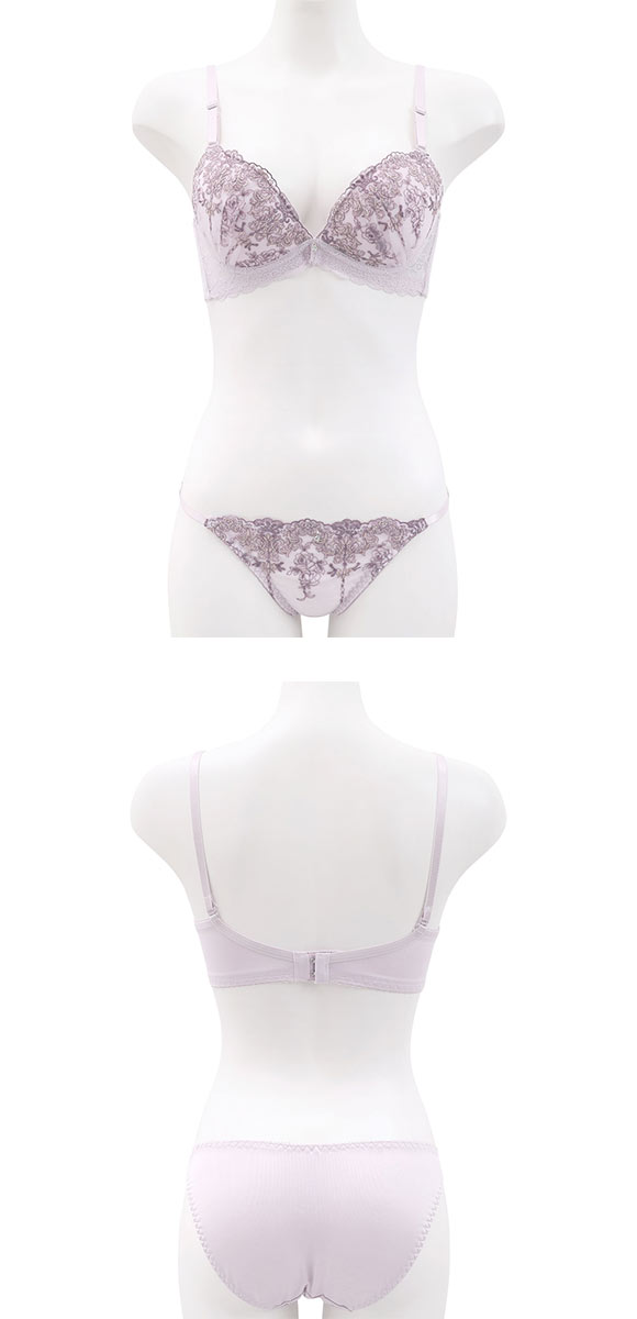 ピュアシェリ ブラジャー ショーツ セット 脇高 ラメレース PURECHERIE